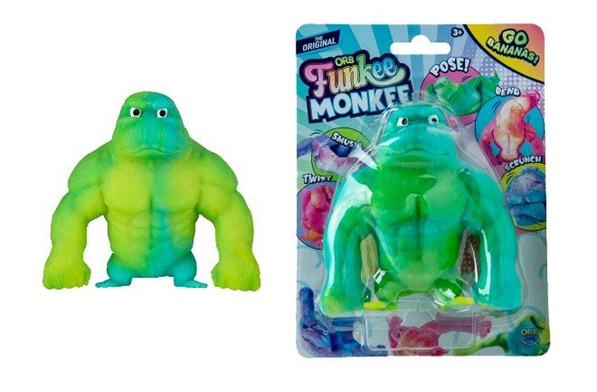 Orb Funkee Squeeze Toys recall green Monkee Mega toy and packaging affected by asbestos exposure warning
