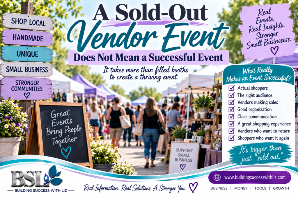 Successful vendor event showing shoppers vendors marketing organization and sales beyond sold-out booths