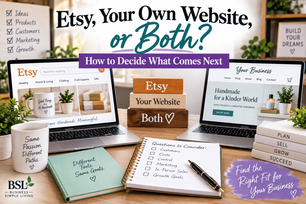 Etsy vs your own website comparison showing what small business owners should consider before choosing where to sell