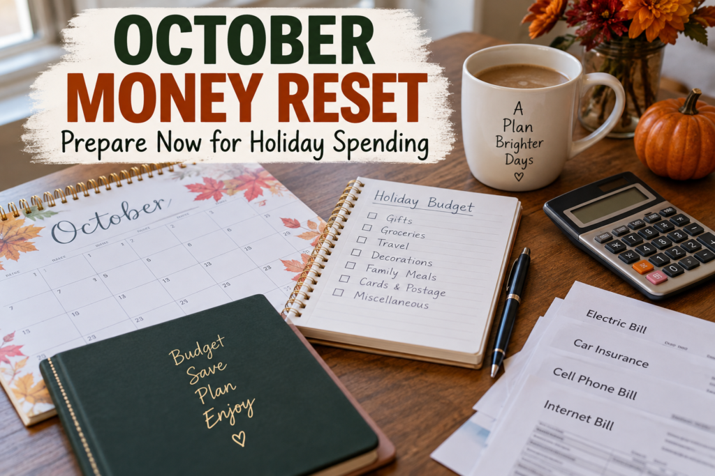 October Money Reset with holiday savings plan, bills and budget