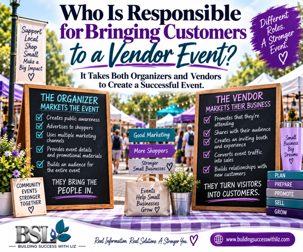 Vendor event marketing responsibilities for organizers and small business vendors