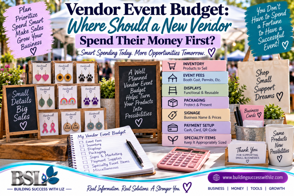 Vendor event budget showing how new vendors can balance inventory displays packaging and event expenses