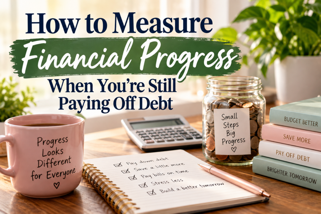 How to measure financial progress while paying off debt using savings, budgeting, lower debt balances, and better financial habits.